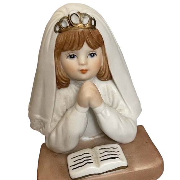 Enesco Religious Girl First Holy 1st Communion Ceramic Figure Statue VTG 1981 - Picture 11 of 14